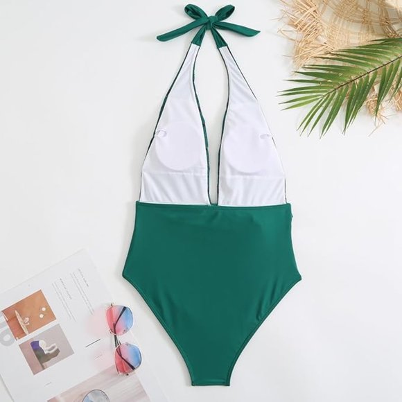 NEW! Women's XL Floral Print Halter Top Sash Tie Waist Bathing Suit Swimsuit - Picture 3 of 6